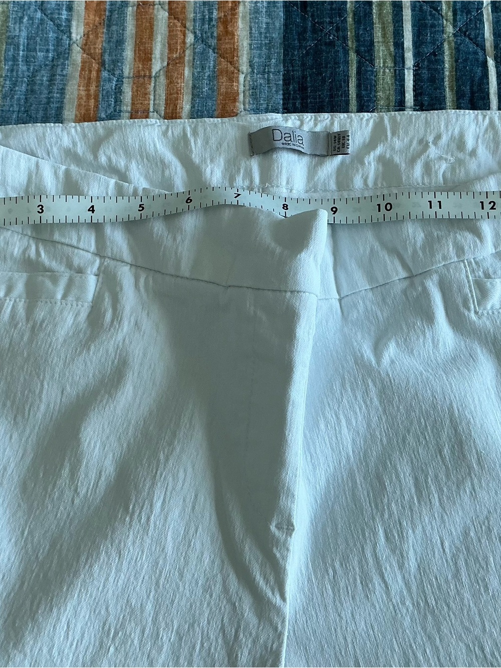 Dalia White Cotton Pants with Branded Waist Tag